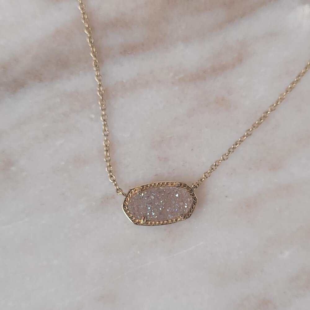 Kendra Scott Elisa Gold Pendant Necklace in Iridescent Drusy